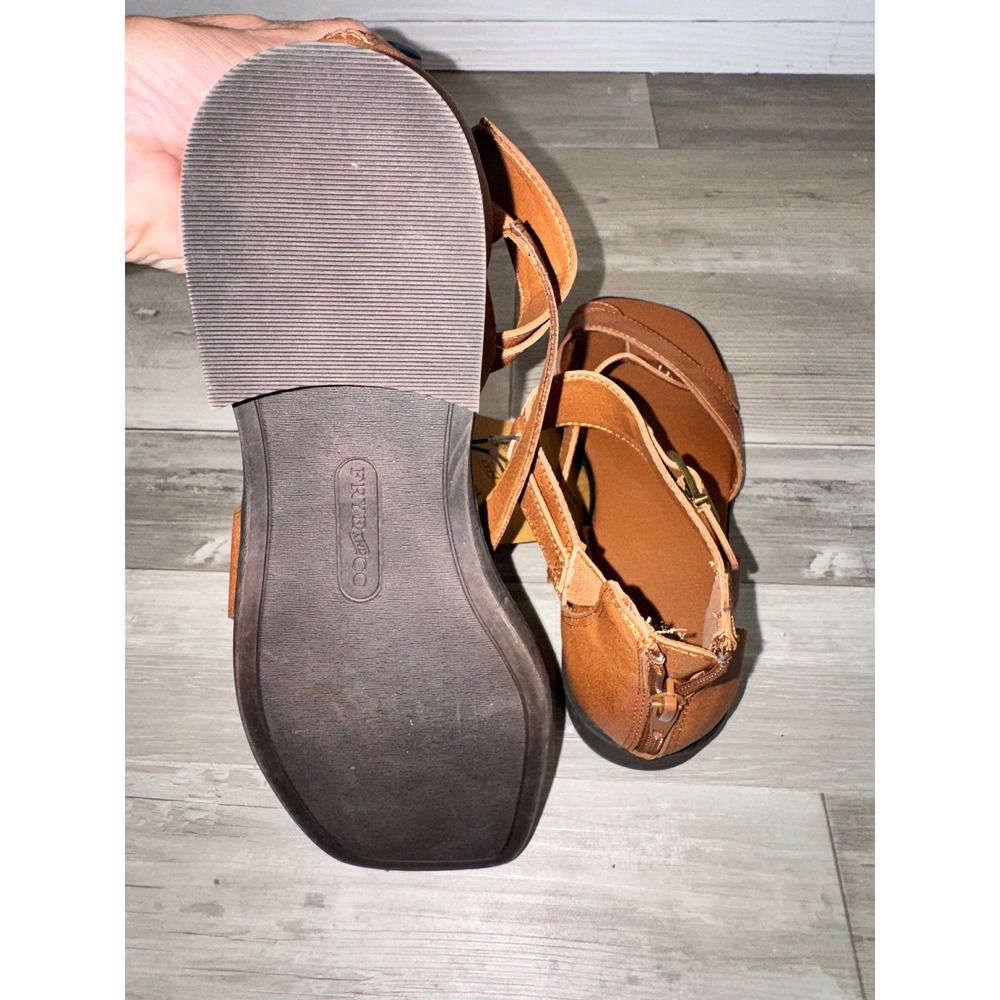 Frye and Co Tallu Sandals Women Cognac Brown Toe Loop Ankle Strap 7.5M - Picture 5 of 7